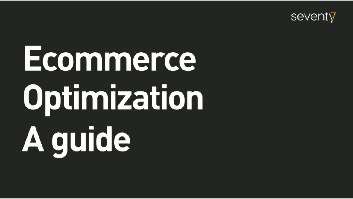 white text "Ecommerce Optimization A Guide" on black background