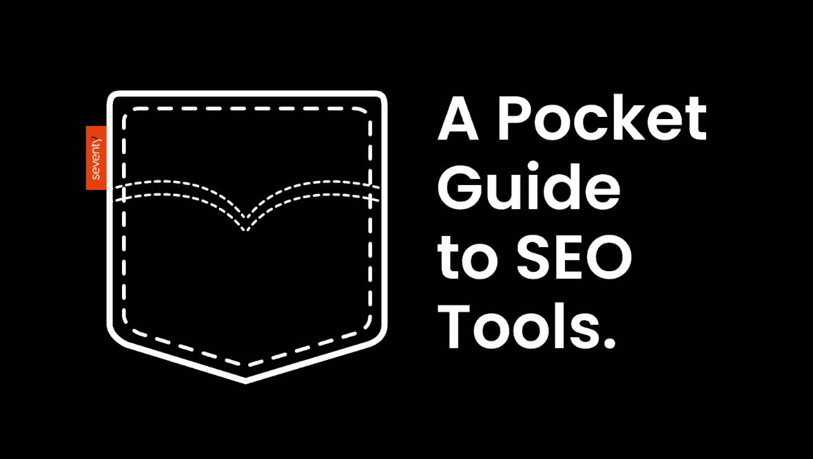 graphic of sewn pocket with text on right with "A Pocket Guide to SEO Tools."