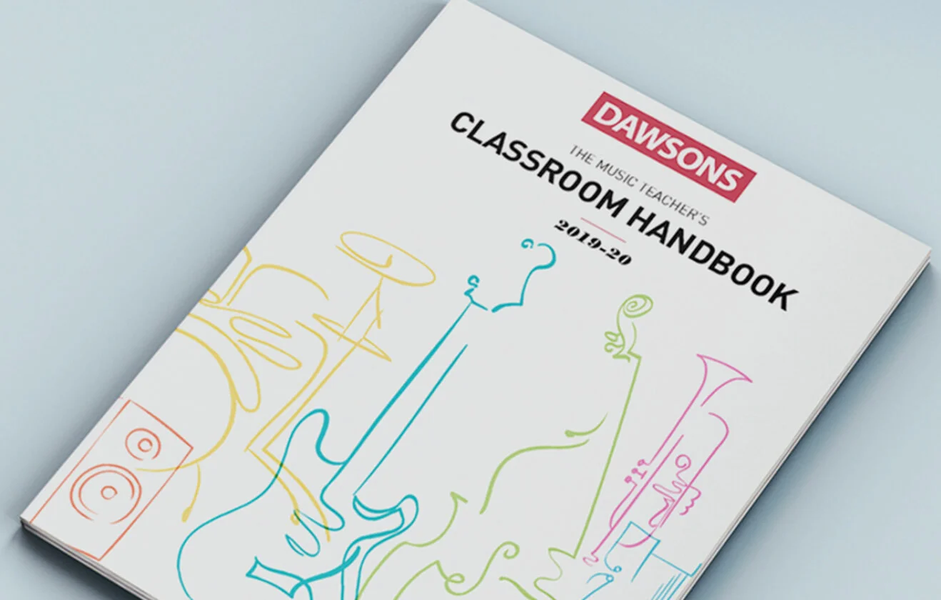 Dawsons Classroom Handbook on pale blue background.