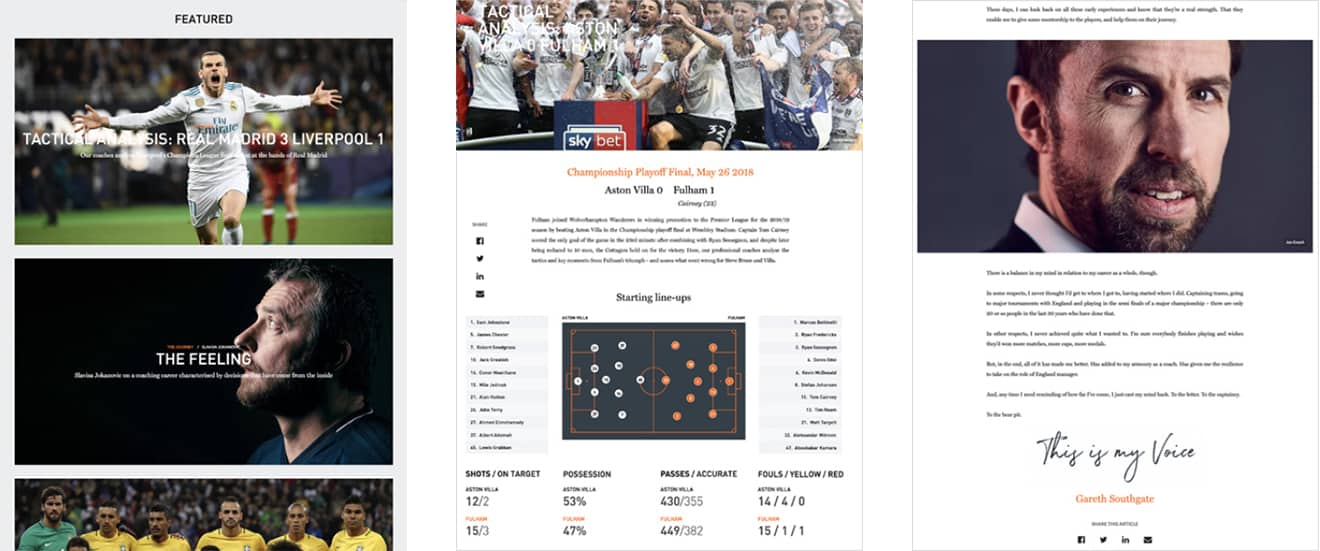 Screenshots of The Coaches' Voice website by Seventy7.