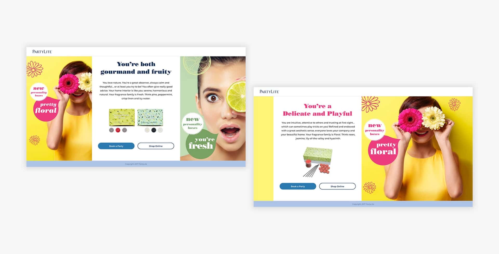 example of PartyLite web page built by digital marketers at seventy7