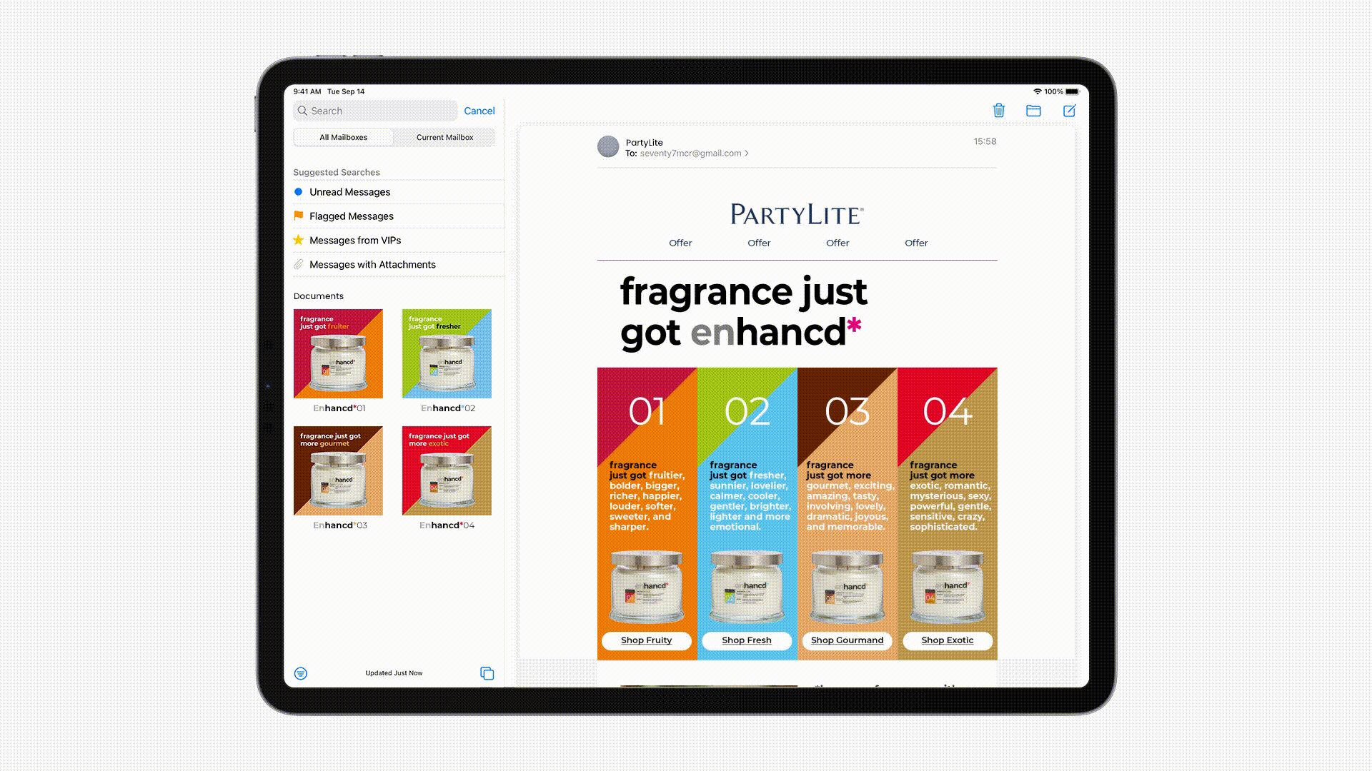 Tablet Gif of PartyLite Enhancd* customer journey.