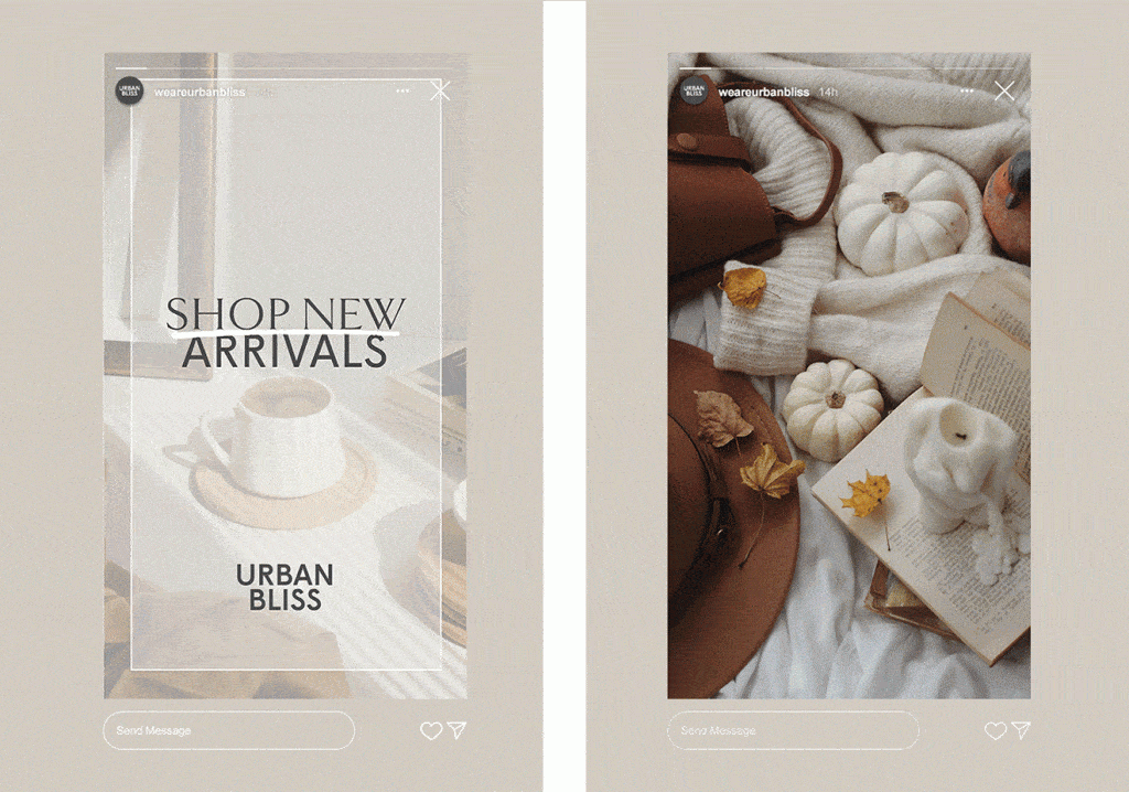 Example reel of Urban Bliss Instagram channel stories.