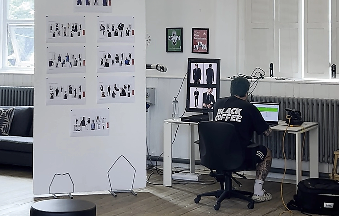 Behind the scenes shot of Simon Jersey's social media photoshoot.